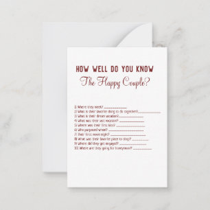 Carte De Correspondance comment savez-vous bien le couple jeu