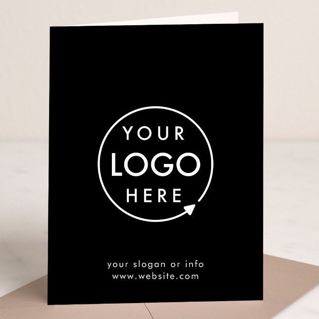 Carte de correspondance commerciale | Logo Noir 5x (Modern sleek black business folded greeting card by Guava - elegant, professional, and customizable)
