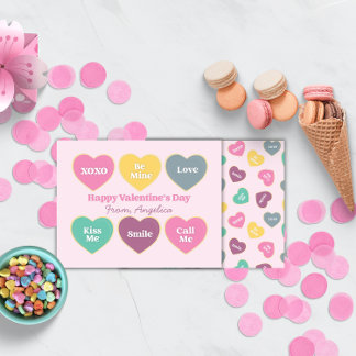 Carte De Correspondance Conception de cœurs de bonbons de la Saint-Valenti
