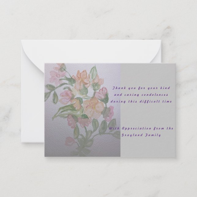 Carte De Correspondance condoléances poème merci (Devant)