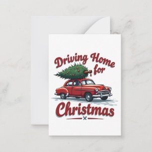 Carte De Correspondance Conduire à la maison pour Noël Camion Arbre de Noë