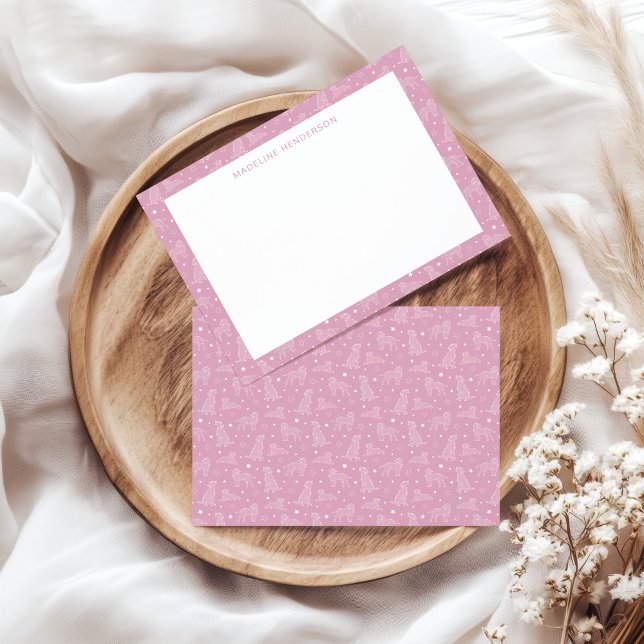 Carte De Correspondance Constellations de chien lunaire Monogramme rose pâ (Créateur téléchargé)