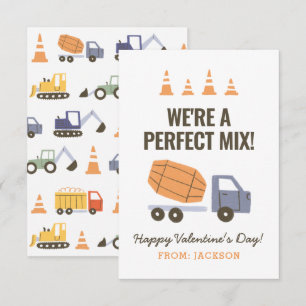 Carte De Correspondance Construction ciment Mixte enfants Classe Valentine
