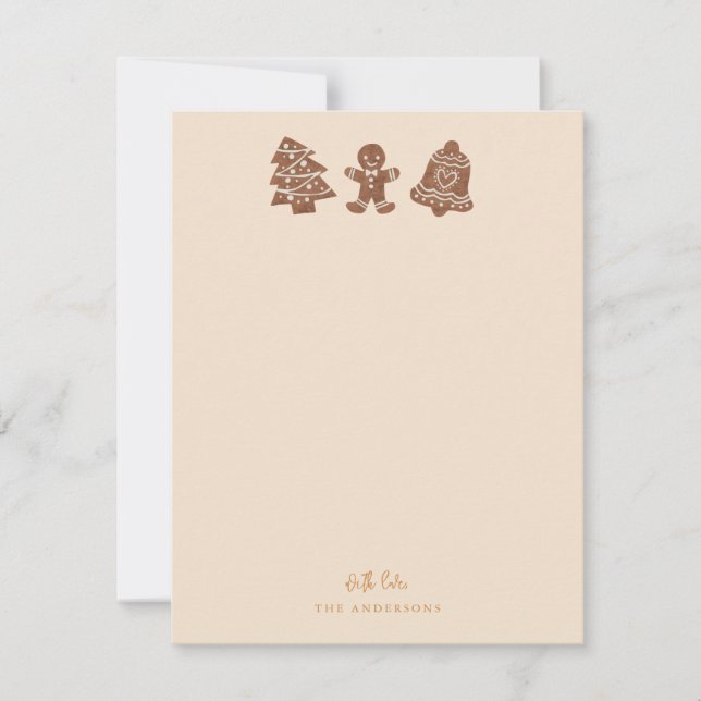 Carte De Correspondance Cookies de Noël festifs Jaune (Devant)