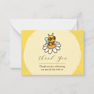 Carte De Correspondance Cool Bee sur une Marguerite Merci