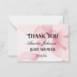 Carte De Correspondance Coquette au ruban rose pâle pour fille Baby shower