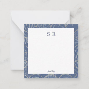 Carte De Correspondance Coquillage d'aquarelle bleu et or profond personna