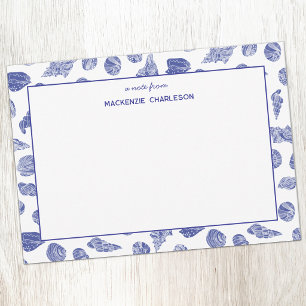 Carte De Correspondance Coquillage Marin Bleu Personnalisé