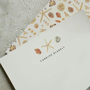 Carte De Correspondance Coquilles d'aquarelle modernes personnalisées