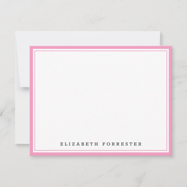 Carte De Correspondance Correspondance Ballet Pink Classique Double Bordur (Devant)