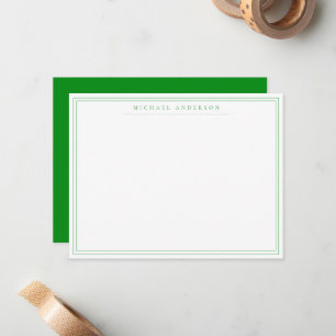Carte De Correspondance Correspondance de bordure mince Emerald Green doub