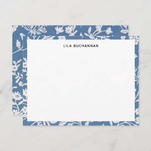 Carte De Correspondance Correspondance de motif Floral Bleu Plutôt Blanc
