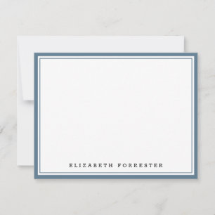 Carte De Correspondance Correspondance double bordure bleu pierre classiqu