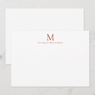 Carte De Correspondance Correspondance moderne Monogramme rouge cerise