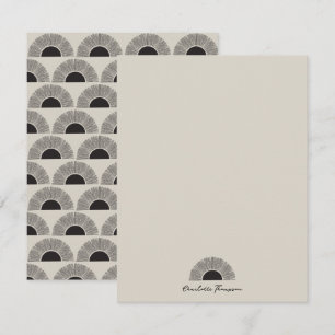 Carte De Correspondance Coucher de soleil noir et beige moderne Motif d'ar