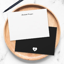 Carte De Correspondance Couleur personnalisée Monogramme Coeur Retour Scri