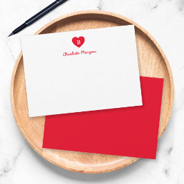 Carte De Correspondance Couleur personnalisée Monogramme Coeur Script mode