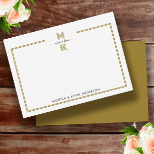 Carte De Correspondance Couple Black Gold Elegant Simple Monogramme