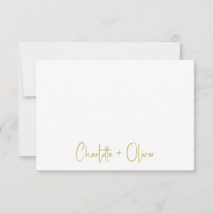 Carte De Correspondance Couple Gold Noms manuscrits Mariage Monogramme