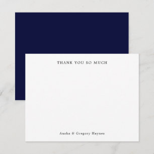 Carte De Correspondance Couple Moderne Élégant Bleu Marine Merci