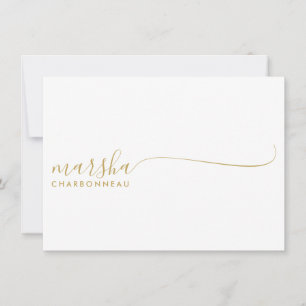 Carte De Correspondance Couple Monogramme Minimaliste Gold Script