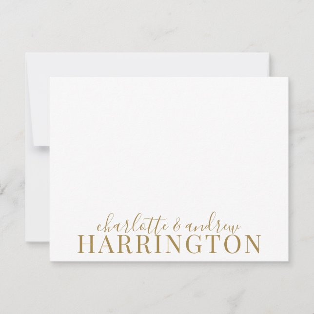 Carte De Correspondance Couple Nom Mariage Gold Monogramme (Devant)