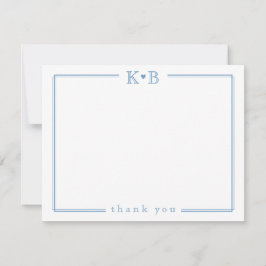 Carte De Correspondance Couple's Initials Newlyweds Monogram Thank You