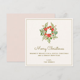 Carte De Correspondance Courbe de Noël traditionnelle Poinsetta