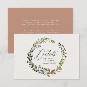 Carte De Correspondance Couronne botanique de mariage détail aquarelle feu