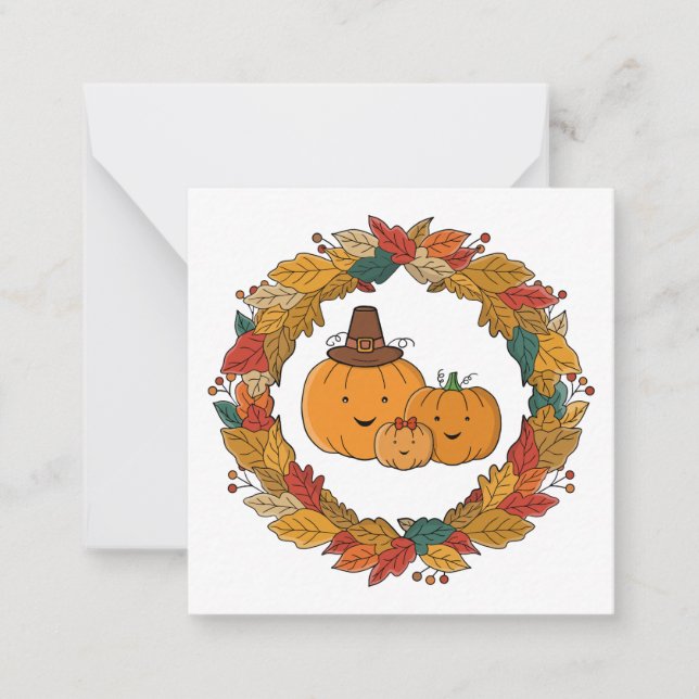 Carte De Correspondance Couronne de famille de citrouille d'automne (Devant)