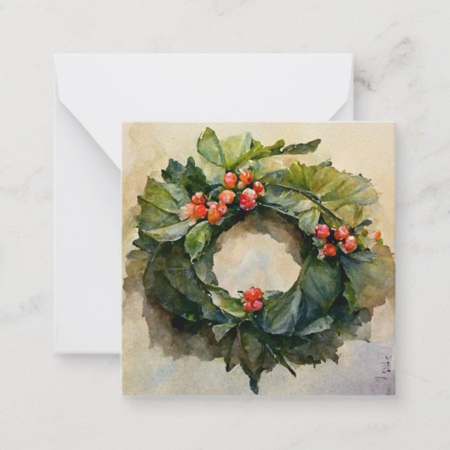 Carte De Correspondance Couronne de Noël en houx (Devant)