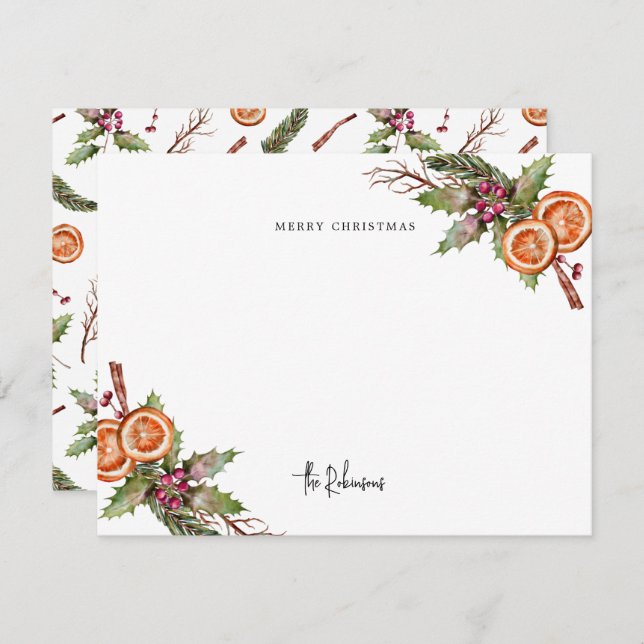 Carte De Correspondance Couronne de Noël rustique (Devant / Derrière)