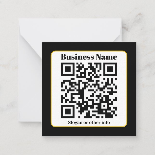 Carte De Correspondance Create Your Own QR Code | Black White Gold Border (Devant)