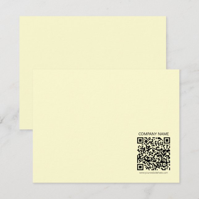 Carte De Correspondance Créer un code QR | Jaune pâle (Devant / Derrière)
