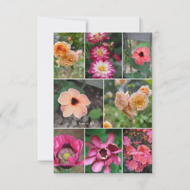 Carte De Correspondance Crème douce et collage de fleurs roses (Devant)