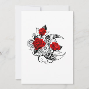 Carte De Correspondance Croissant mécanique avec roses rouges