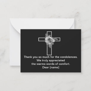 Carte De Correspondance Croix Et Fleur À L'Obscurité Après Les Funérailles