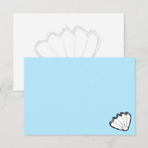 Carte De Correspondance Croquis de coquillage blanc et bleu