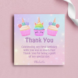 Carte De Correspondance cupcakes arc-en-ciel merci fille 1er anniversaire