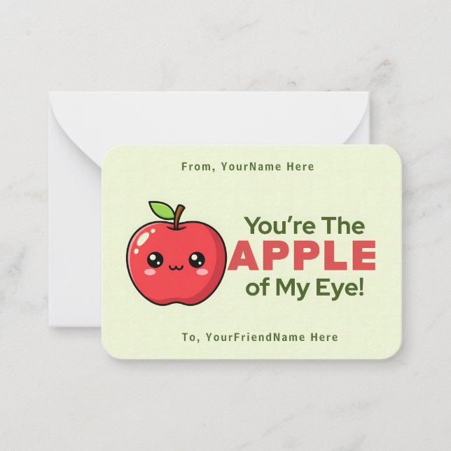 Carte De Correspondance Cute Apple Valentine Classroom Note Card  (Devant)
