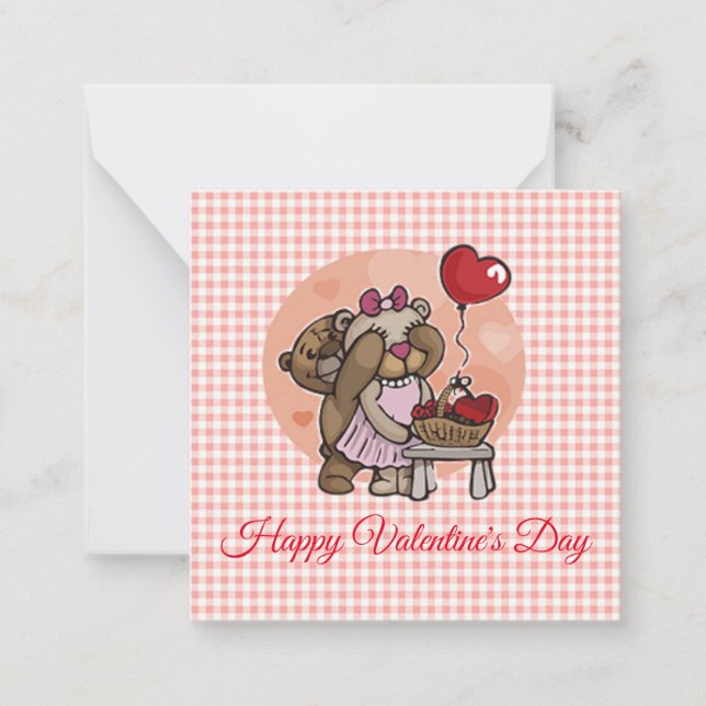 Carte De Correspondance Cute Bear In Love Saint Valentin (Devant)