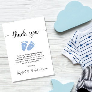 Carte De Correspondance Cute Blue Pieds bébé garçon douche Merci