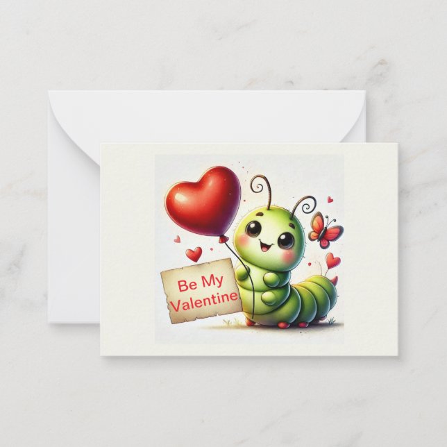 Carte De Correspondance Cute Catterpillar Valentine's (Devant)