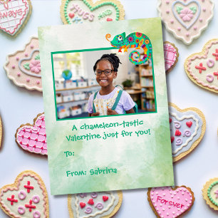 Carte De Correspondance Cute Chameleon Enfants Classe Saint Valentin
