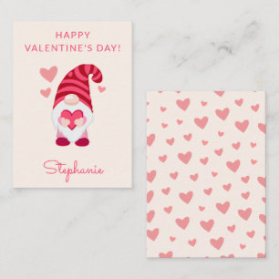 Carte De Correspondance Cute Gnome Holding Heart Classroom Saint-Valentin