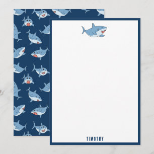 Carte De Correspondance Cute Great White Sharks Motif Océan