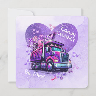 Carte De Correspondance Cute Kids Valentine Purple Truck and Cheeky Poem
