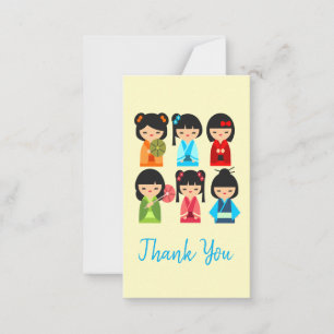 Carte De Correspondance Cute Kokeshi poupées japonaises