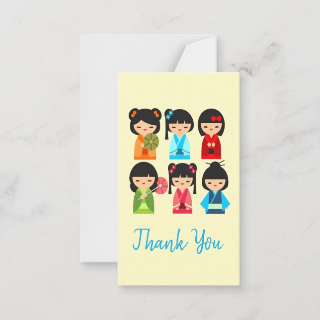 Carte De Correspondance Cute Kokeshi poupées japonaises (Devant)