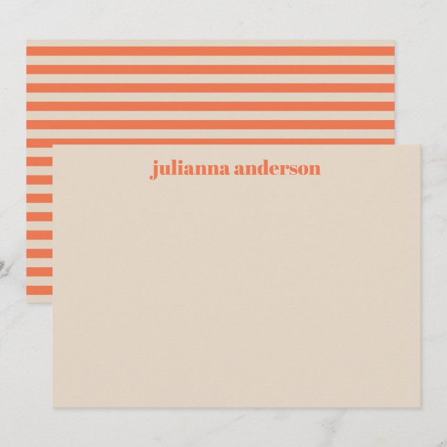 Carte De Correspondance Cute moderne été Orange rayé personnalisé (Devant / Derrière)